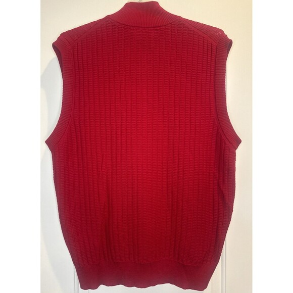 ROBERT TALBOTT Mens 1/4 Zip RED 100% Merino Wool Sweater Vest Italy Sz M - Picture 3 of 8